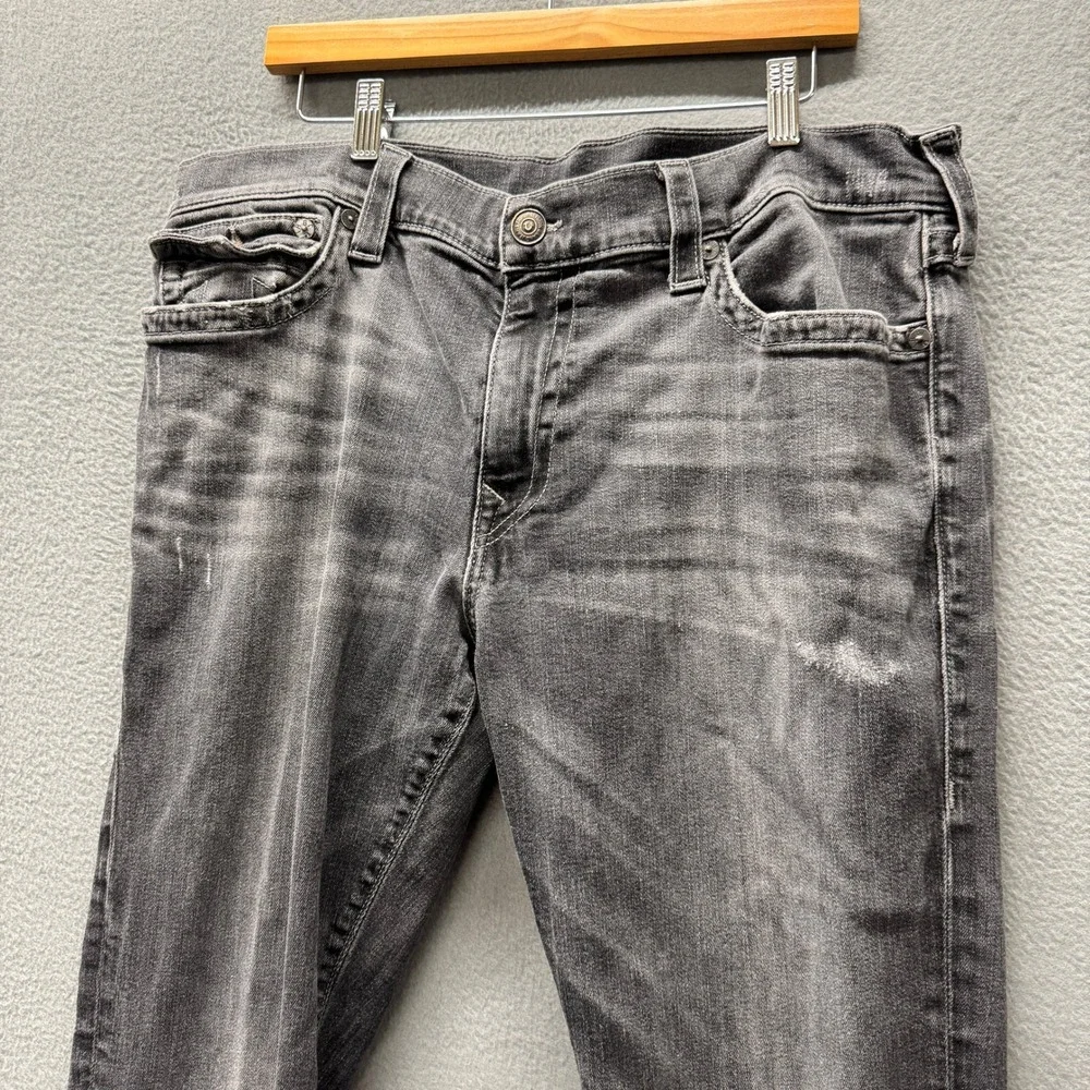 True Religion Jeans Mens 40 (40x32 ACTUAL) Geno Slim Flap Pocket Gray Denim
